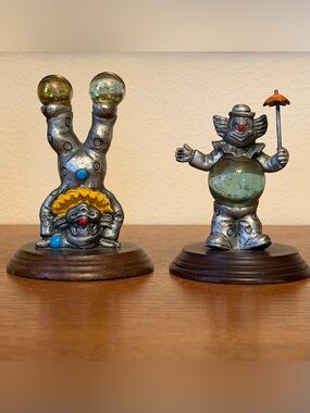 George Good Pewter Clown Vintage Figurines Set of Two